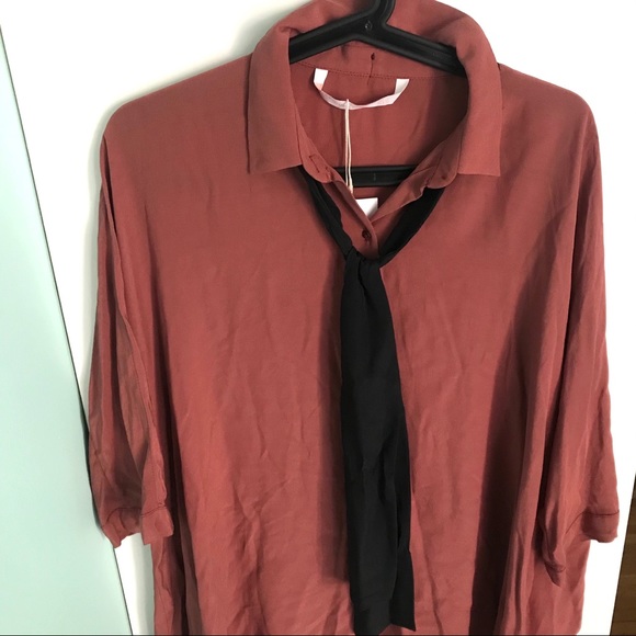 NEW Zara Orange Button Down Oversized Blouse - Picture 4 of 10